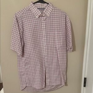 Jos. A. Bank Red and White Plaid Casual Shirt